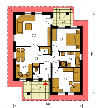Floor plan of ground floor - BUNGALOW 68